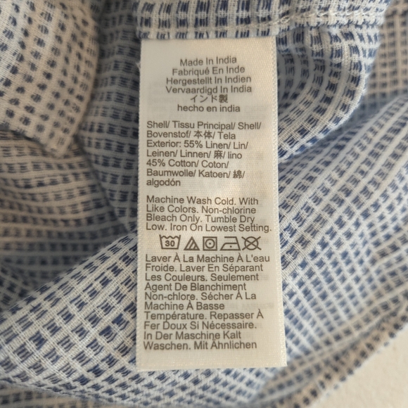 J. Crew Men's Short Sleeve Dobby Dot Shirt Linen Blend - Picture 7 of 10